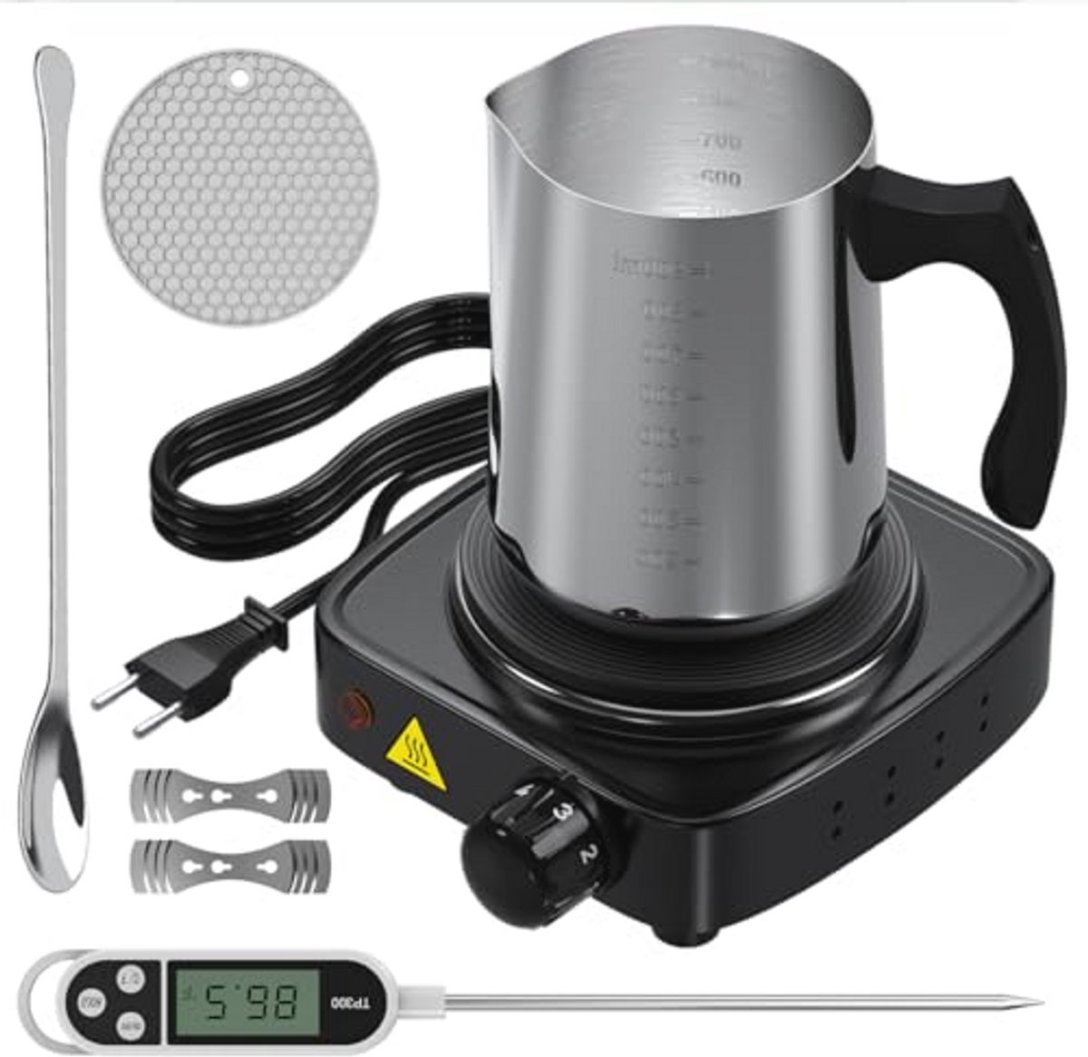 Complete Waskaarsenset voor Beginners met Waxmelker, Thermometer en Accessoires