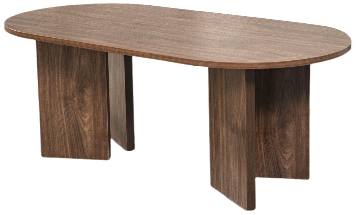 Salontafel Japandi ovaal bruin melamine 120cm Hano japanse bijzettafel