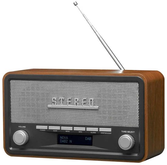 Denver DAB Radio - Retro Radio - Bluetooth - DAB+/ FM - Dimbaar - Batterijen & Netstroom - DAB18