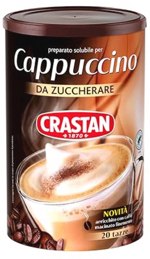 Cappuccino instantané pour 20 tasses - 250 g, sans gluten et à base de lait écrémé en poudre