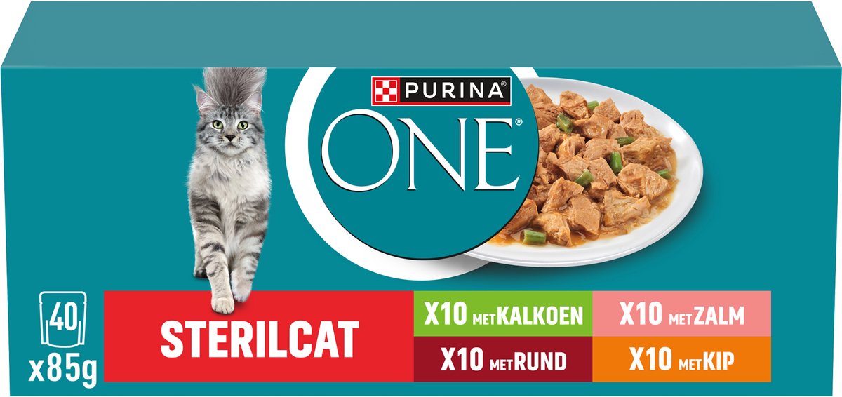 40x85g PURINA ONE Sterilcat Mix (4 soorten) natvoer voor katten