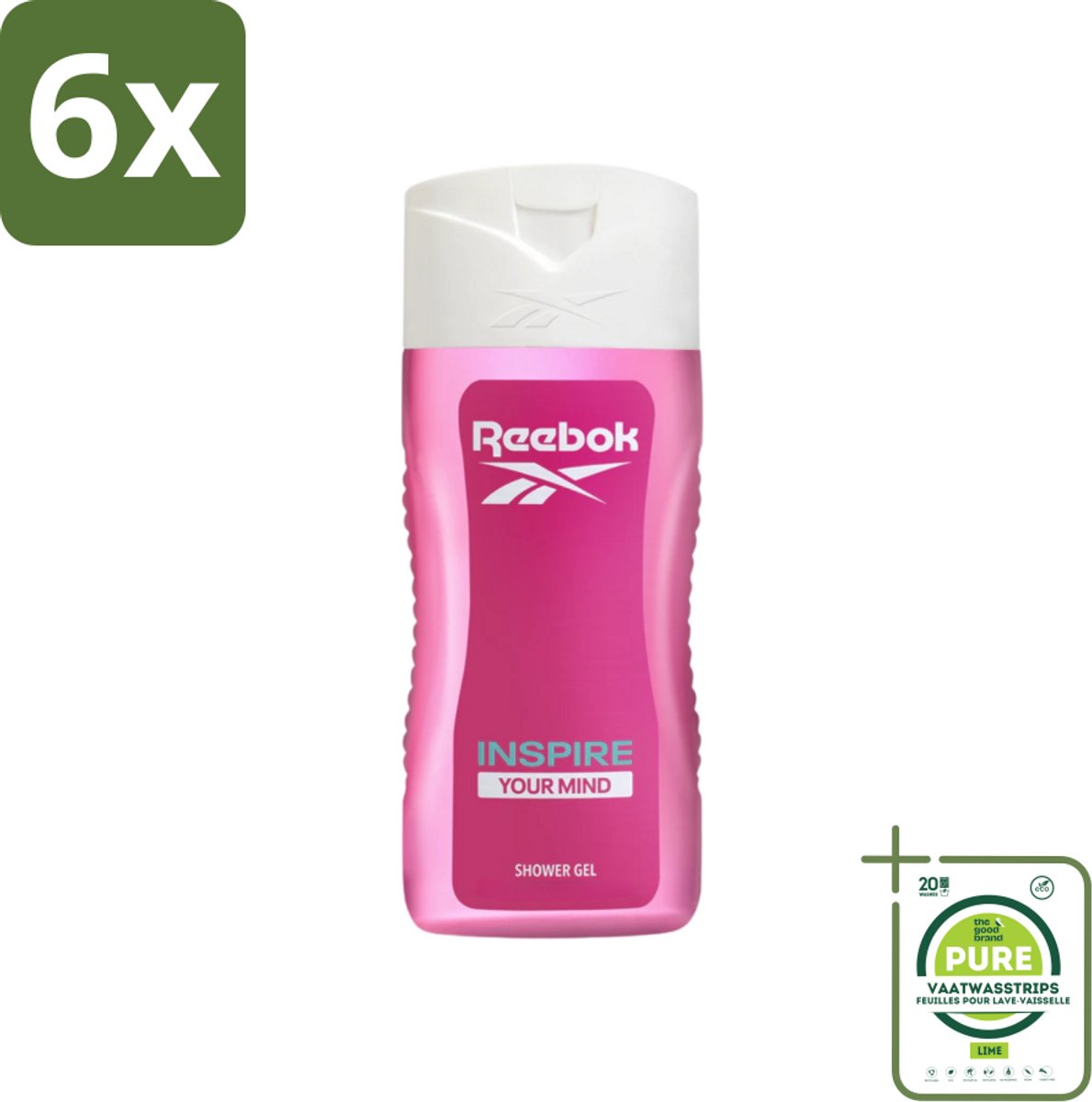 Reebok - Inspire Your Mind - Douchegel - 400 ml - Voordeelverpakking - 6 stuks - Douchegel - Vrouwen