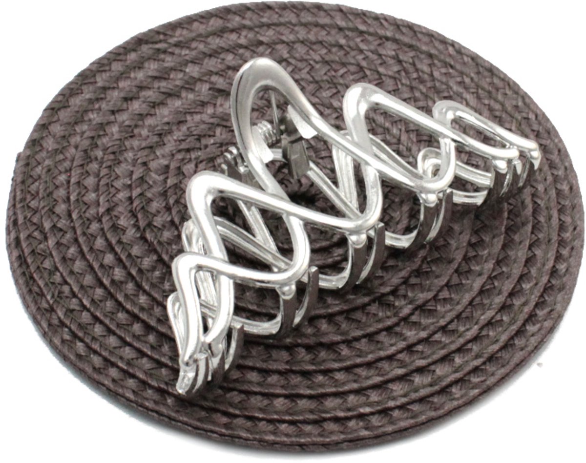 Zilverkleurige Metalen Haarclip met Golvende Klem - Stijlvolle Accessoire