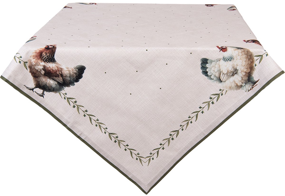 Clayre & Eef Tafelkleed 100x100 cm Beige Katoen