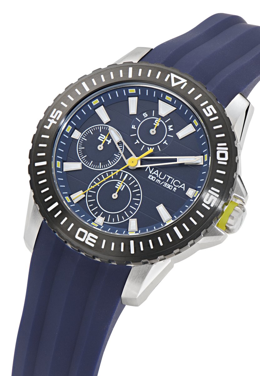 Nautica Nst Quartz Analoog Horloge Blauw Material 100% Roestvrij Staal 100% Siliconaarmband 44 mm NAPNSF506, NAPNSF509