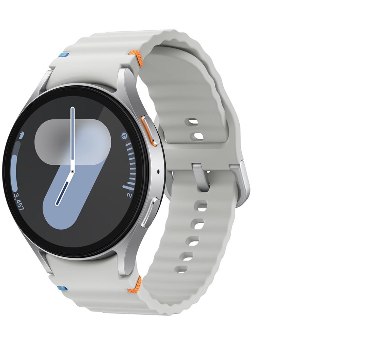 Horlogebandje - Smartwatch bandje - Watchband - Geschikt voor Samsung Galaxy Watch 7 (40 & 44mm) / 6 Classic (43 & 47mm) / 5 (Pro) / 4 (Classic) / FE - Siliconen Wave - Lichtgrijs - Jonyx