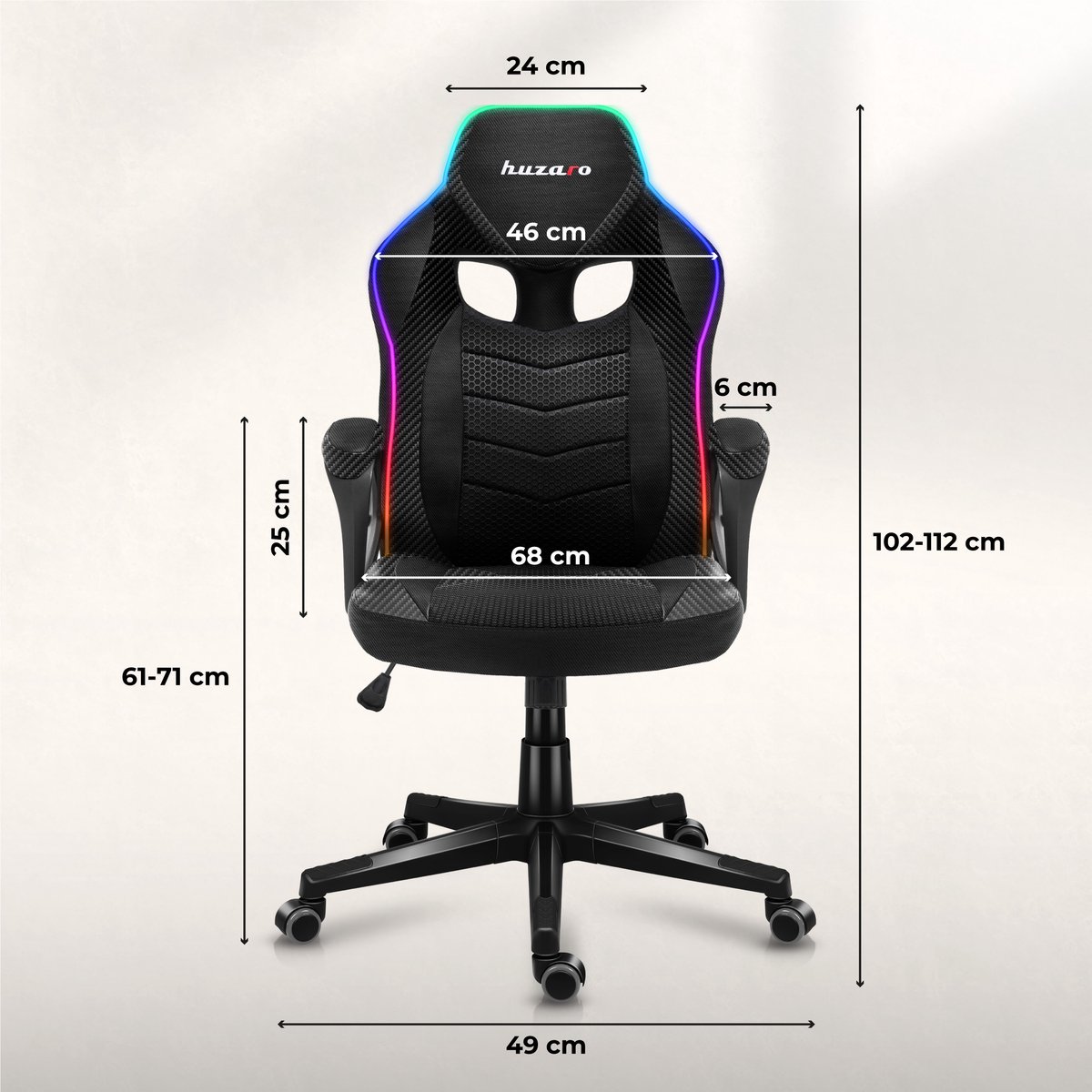 Huzaro Force 2.5 RGB Carbon - Gamingstoel met - afbeelding 3