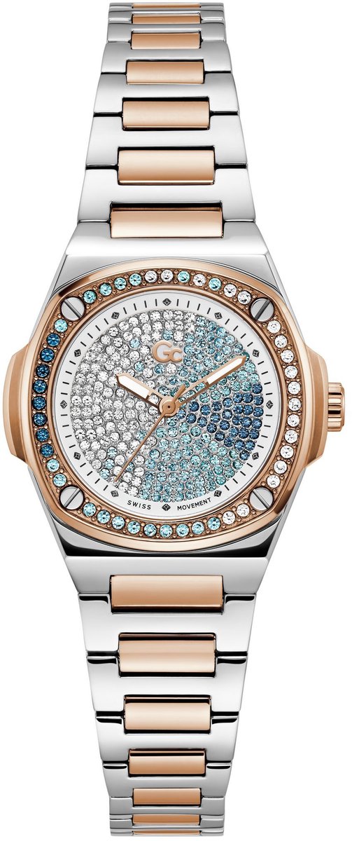 Gc Gc Coussin Shape Mini Quartz Analoog Horloge Zilver En Roos Kast: 100% Roestvrij Staal | Bracelet 100% Roestvrij Staal 30 mm Z12010L9, Z12011L7