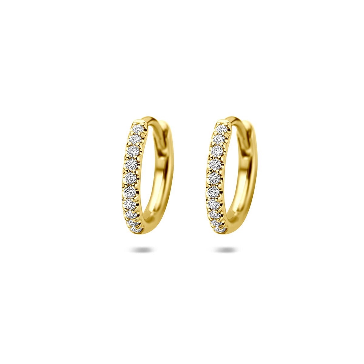 14K Geelgouden klapoorringen 0.14ct 2x 0.07ct g vs 12 mm - 4035168