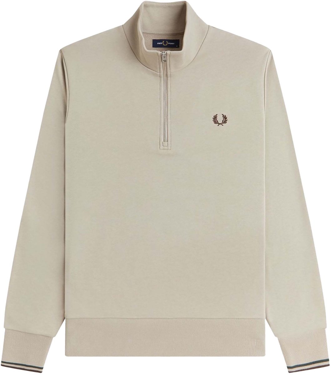 Fredperry Fp Sweatshirt Met Halve Rits Fashion Wear Volwassen Beige