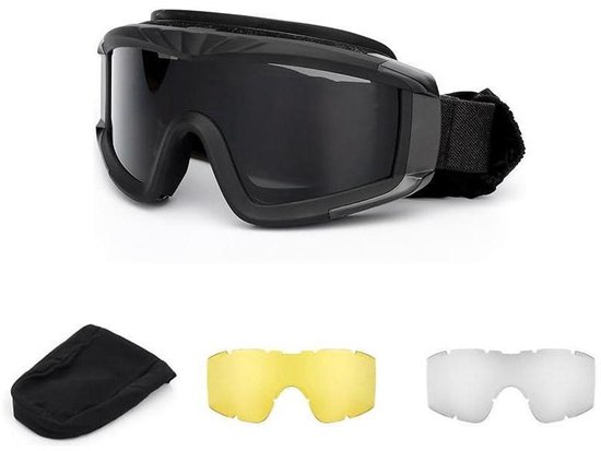 Tactische brillen - Skibril - Sportbrillen - Veiligheidsbrillen - Anti-condens - UV-bescherming - TPU - Zwart