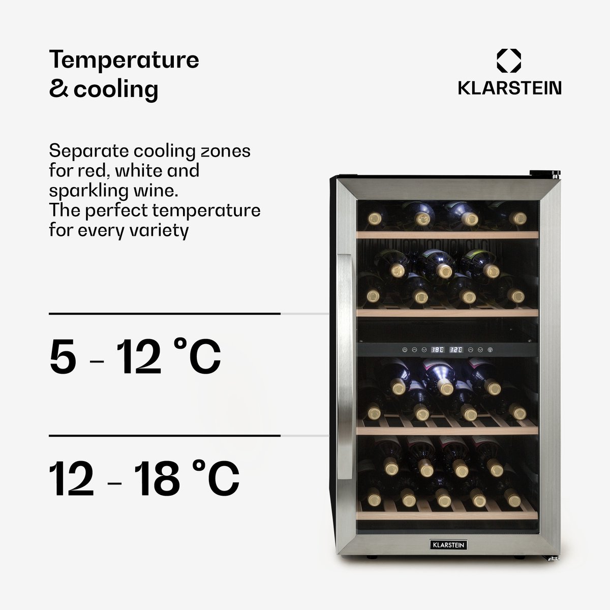 Klarstein Vinamour 45 Duo Wijnkoelkast - 2 Zones - 118 Liter - afbeelding 3