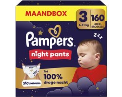 Pampers Night Pants Maat 3 - 160 Luierbroekjes - 6kg-11kg - Maandbox