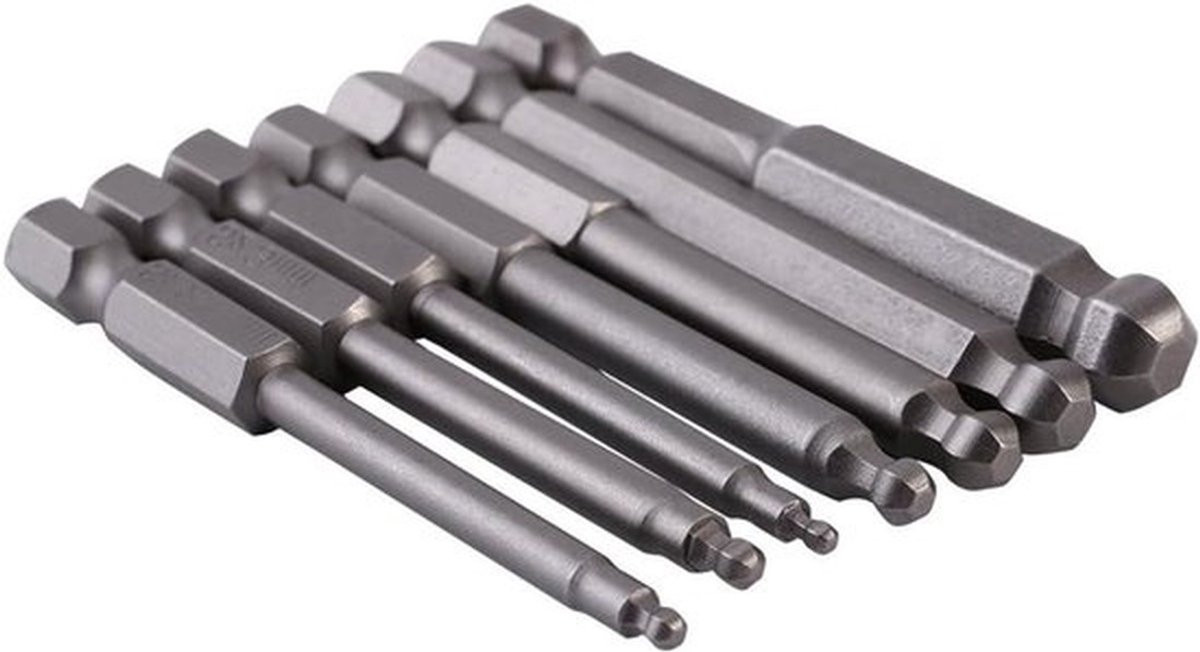 7-delige set magnetische bal schroevendraaier bits 1/4'' hex shank - 2mm 2.5mm 3mm 4mm 5mm 6mm 8mm 65mm - voor precisiewerk - handige schroevendraaier accessoires