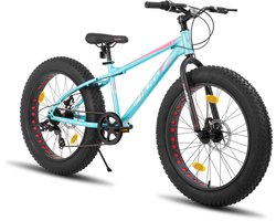 Hiland 24 Inch Kids Fatbike Mountainbike - Voor Jongens & Meisjes - Shimano 7 Versnellingen - Dubbele Schijfremmen - Vanaf 5 Jaar - Geschikt voor buitenactiviteiten in de lente