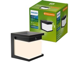 Philips LED Philips Diara Solar wandlamp - Zonne-energie - Warmwit licht: 2700K - Zwart - Twee lichtstanden - Schemersensor - Bewegingssensor - Solar buitenverlichting
