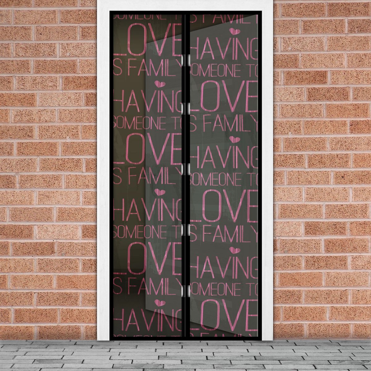 Magnetisch Deurgordijn Tegen Insecten – Vliegengordijn / Hordeur - Hor met Magneten – Love Tekst – 100 x 210 cm – Zelfsluitend – Met Klittenband – Wasbaar en UV-Bestendig – Voor Deur en Balkon [11398M]