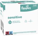 Boîte de lingettes Pampers Sensitive, 12 paquets de 80. Contient 960 lingettes.