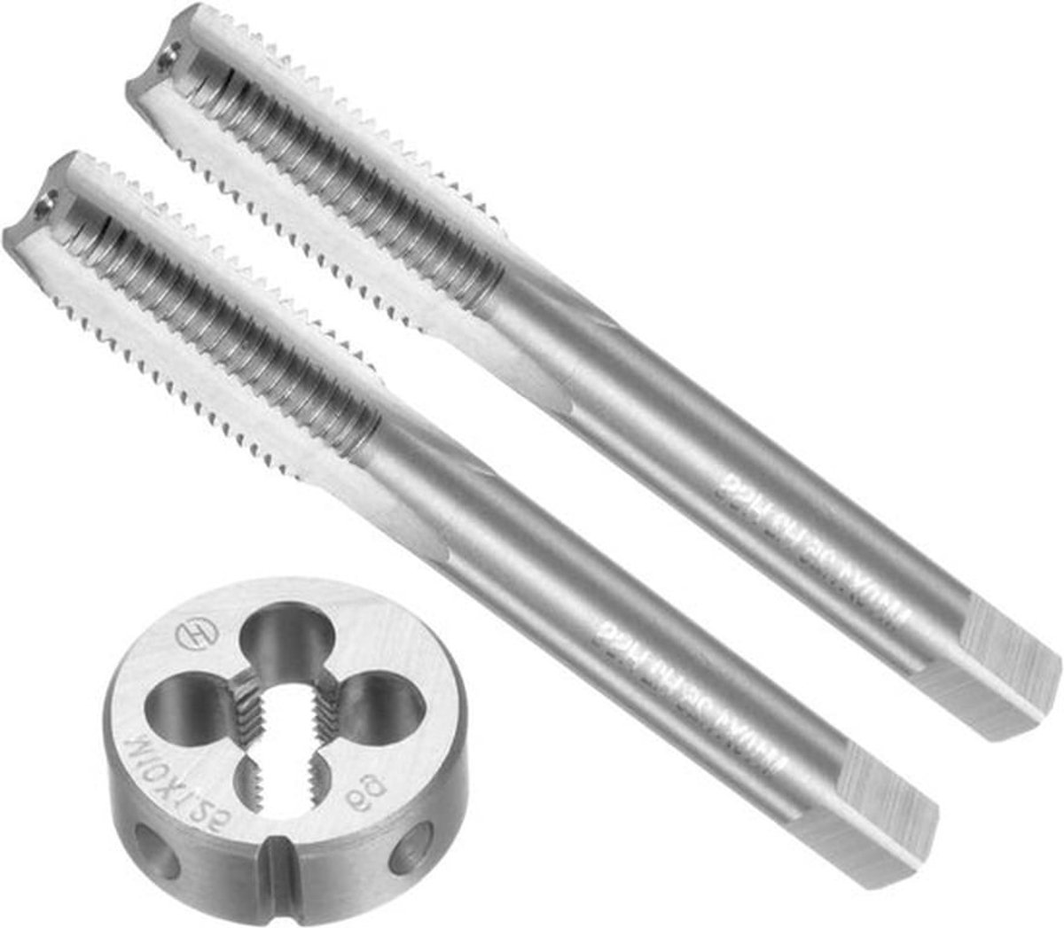 Set van 3 schroefdraadboren en snij-ijzer, metrisch M10 x 1,25 - Gereedschapsset voor schroefdraad reparatie - Moer reparatie kit