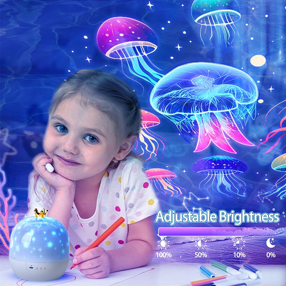 Ynkkvre -Sterrenprojector Nachtlamp voor Kinderen – 21 Projectiefilms – LED Sterrenhemel & Oceaan Projector – USB Oplaadbaar – Met Rotatie & Meerdere Lichtstanden – Ideaal Cadeau – foto 5
