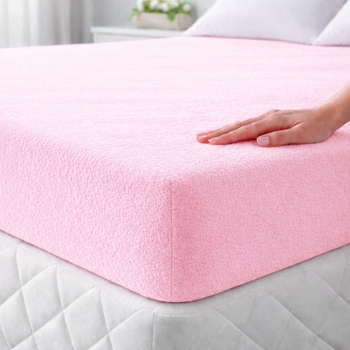 Hoeslaken Molton (warm/winter) - Tweepersoons 160 x 200 cm - roos