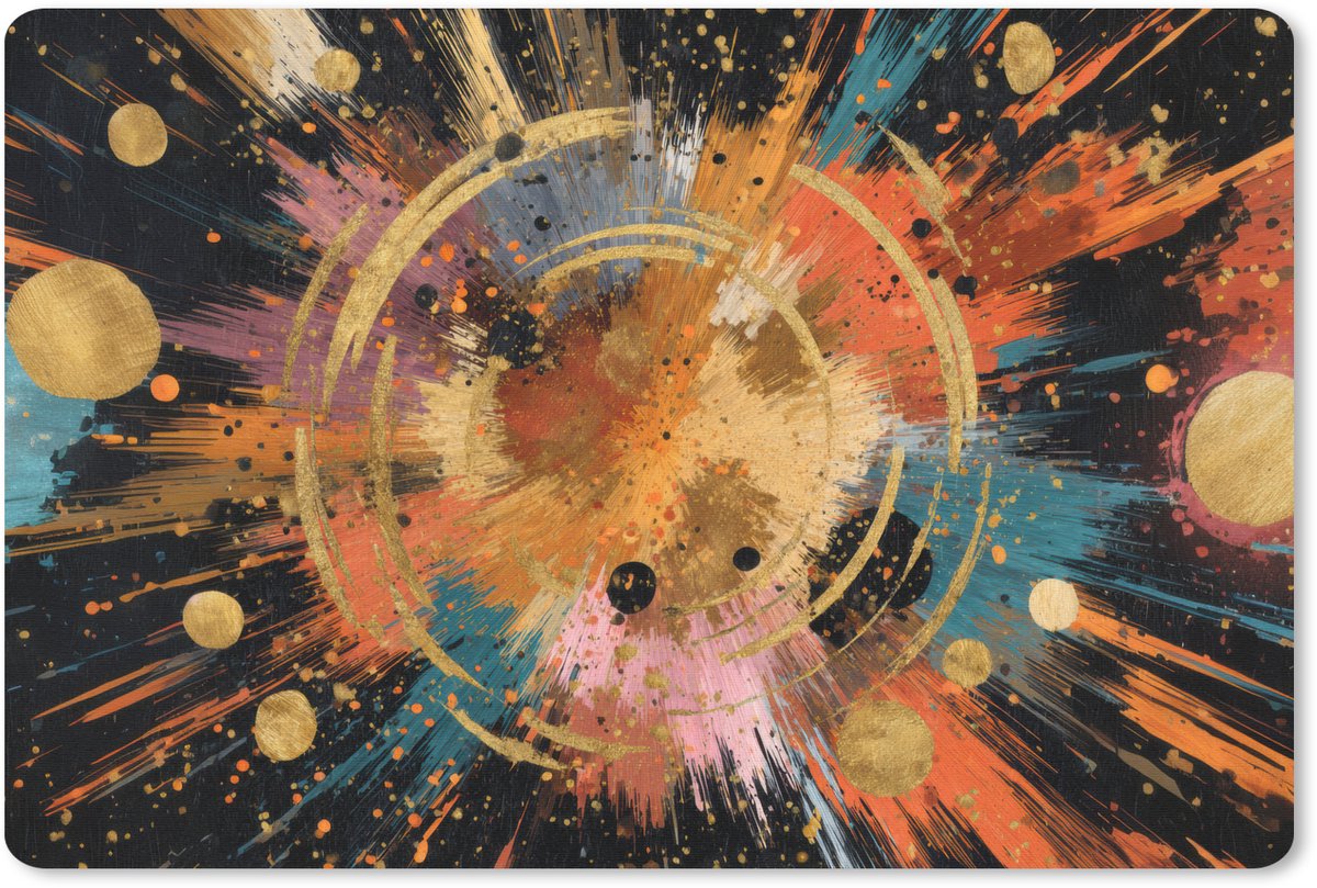 Muismat 27x18 cm - Mousepad Explosie - Verfstructuur - Goud - Abstract - Muismatten