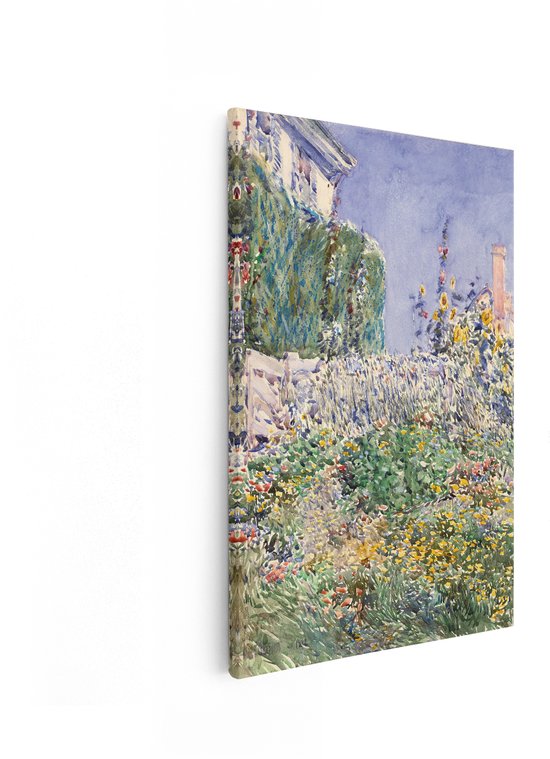 Artaza Canvas Schilderij Bloementuin - 80x120 cm - Wanddecoratie Aquarel - Muurdecoratie Landschap - Decoratie Zonnebloemen - Kleurrijk
