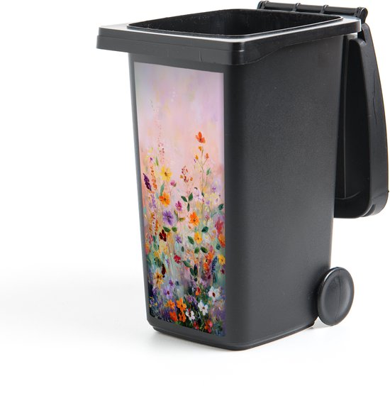 Container sticker Schilderij - Bloemen - Abstract - Kleurrijk - 38x80 cm - Kliko sticker