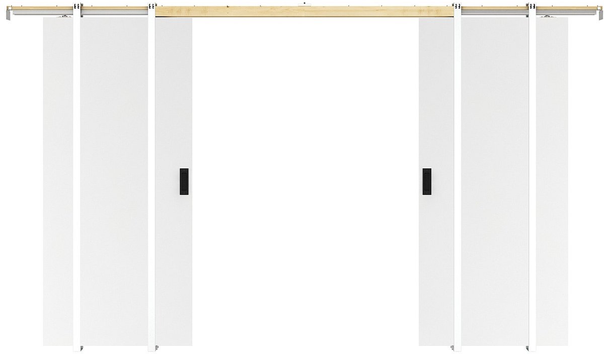Vente-unique Dubbele schuifdeur met klamplaagsysteem - 2 x H205 x L93 cm - Mdf + Pvc - Wit - VARIN II