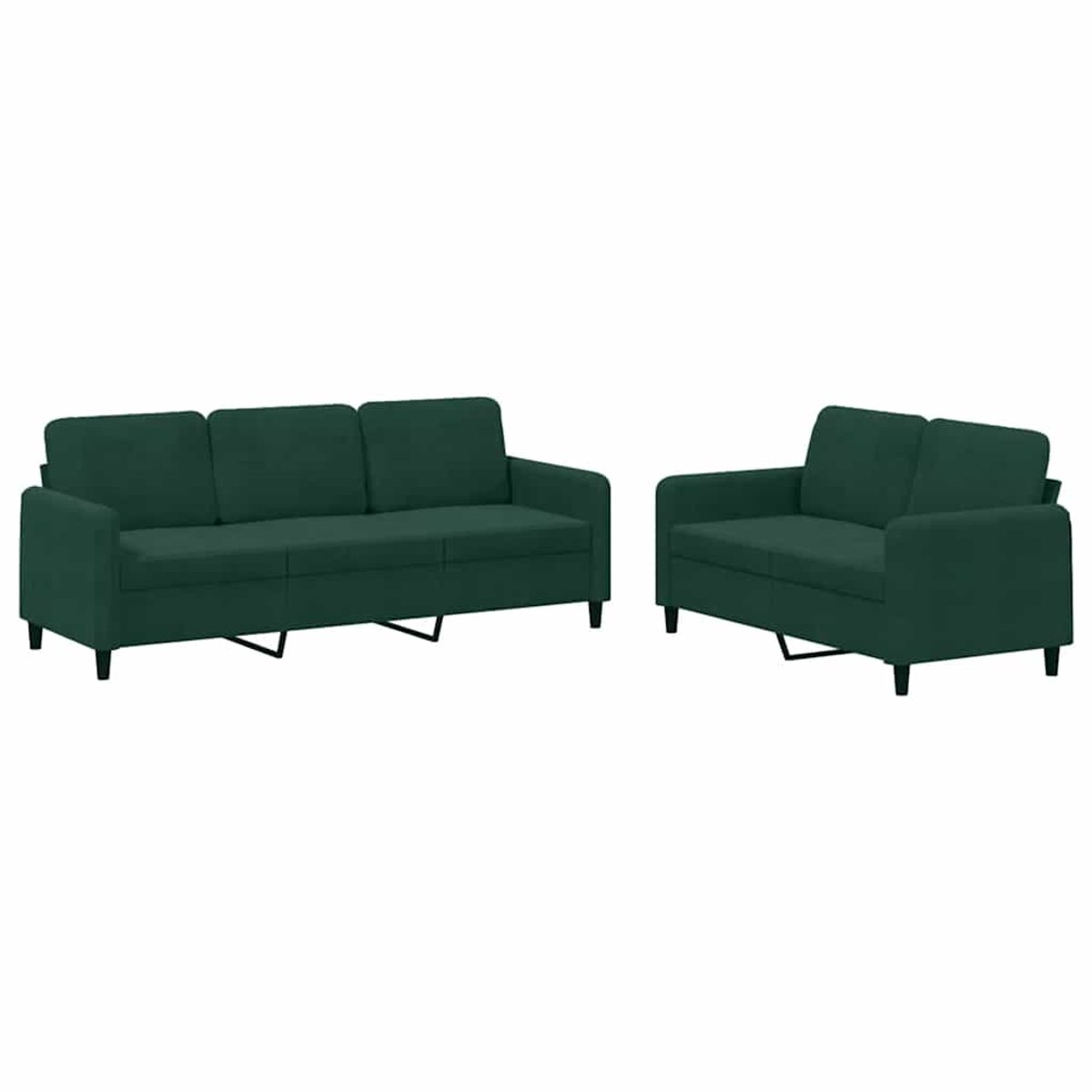 vidaXL - 2-delige - Loungeset - fluweel - donkergroen