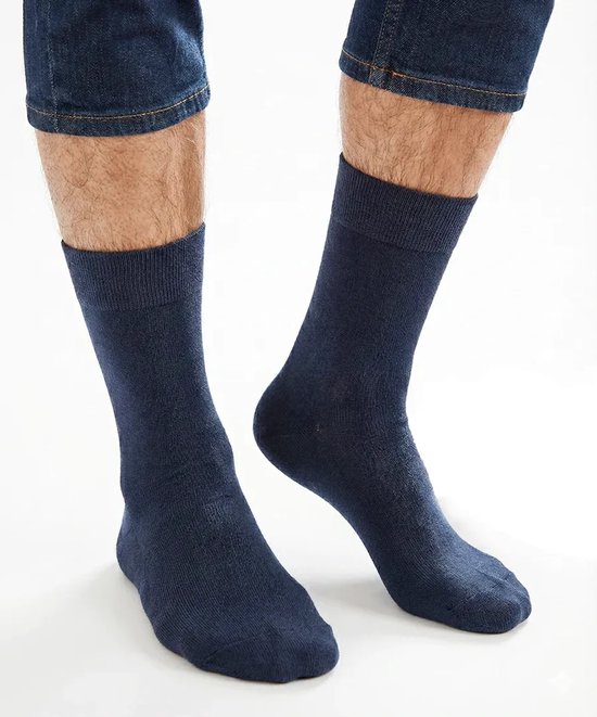 FALKE Sensitive London met comfort tailleband katoen sokken heren blauw - maat 39-42