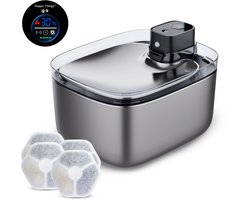 Happy Things® Draadloze Drinkfontein Kat & Hond 5,5L RVS – UV-Sterilisatie - 4 Filters - 3 Drinkmodi – Met Sensor – Fluisterstil – Axiora X5 Pro