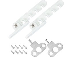 2 Stuks - Raamvastzetter - Kinderslot Raam - Raambeveiliging - Raambegrenzer - Sloten Voor Ramen - 10,6*1,4 cm - Wit - Kunststof - Kozijn Slot - Voor Het Aanpassen van de Raamopening