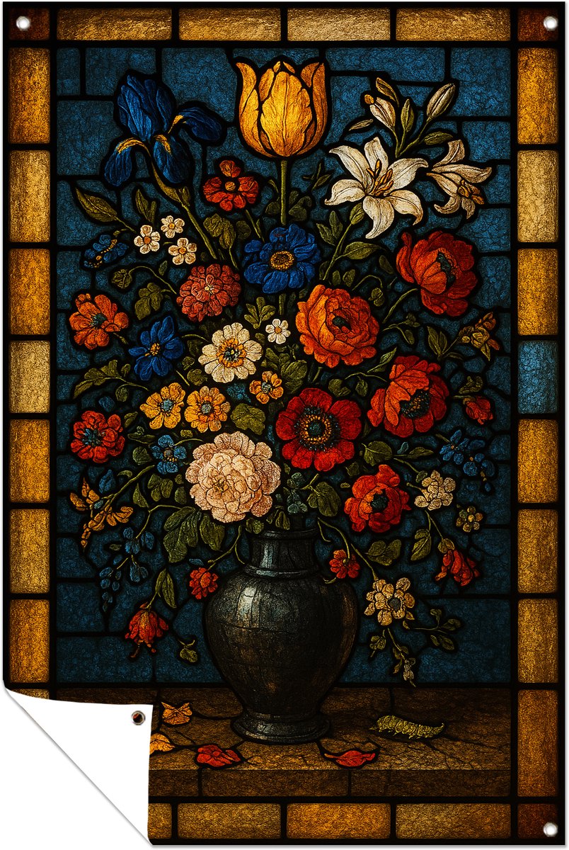 Boeket tuinkunst – buiten – schutting decoratie – 60x90 cm