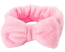Skincare hoofdband met strik - Roze Make-up hoofdband - Gezichtverzorgings band - Elastisch - Hoofdband - Skincare Headband - Roze met strik - CHPN
