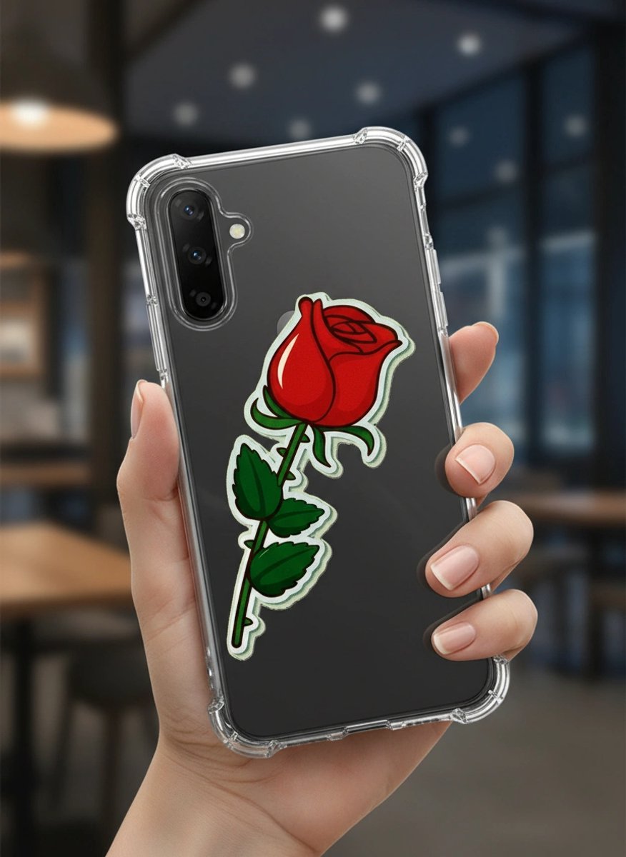 Samsung Galaxy A56 Transparant hoesje – Anti Shock Beschermcase met Animatie Roos – Schokabsorberend Telefoonhoesje