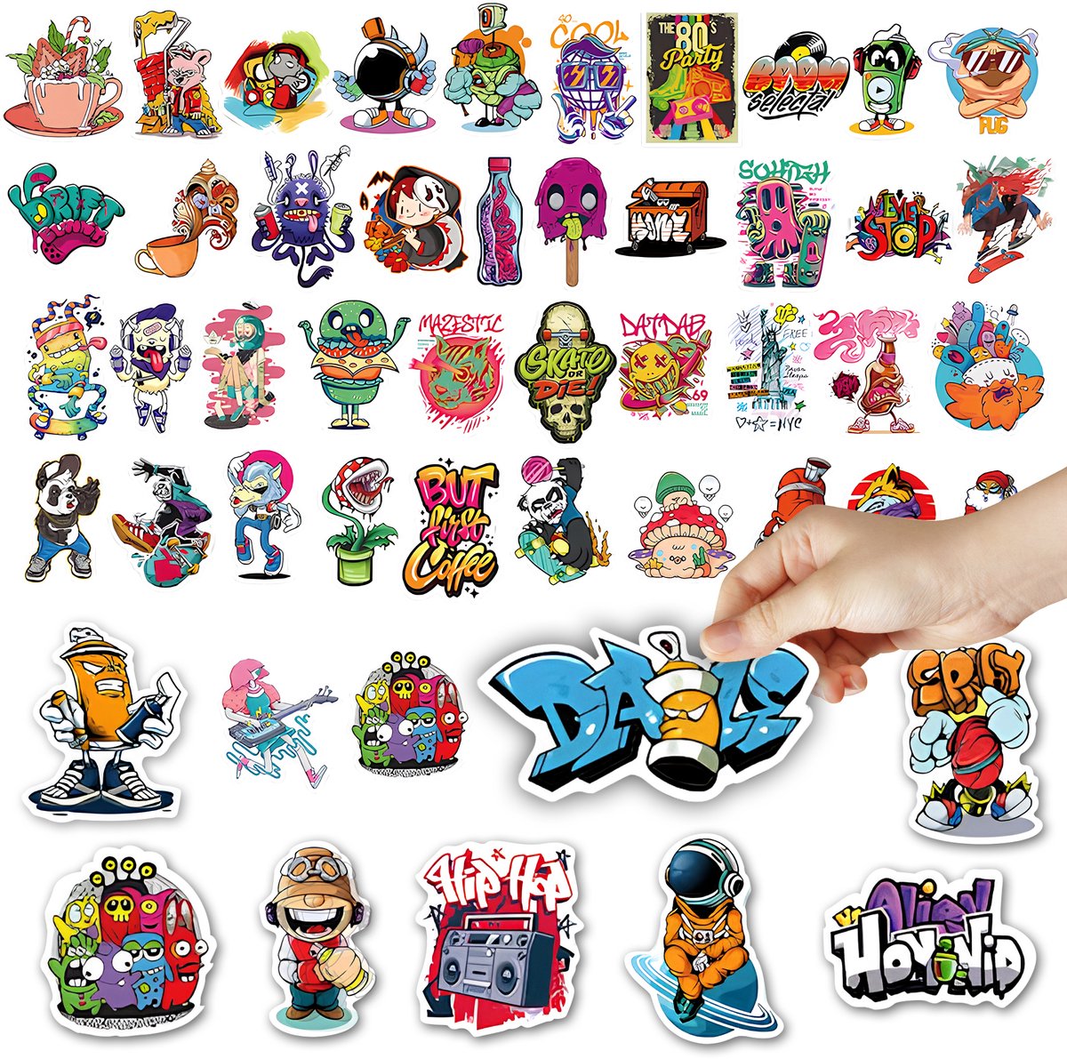 Daily Essentialz Graffiti Art Stickers - Skate stickers - Skateboard Stickers - Graffiti Stickers - Stickers - Stickers volwassenen - Bullet Journal Stickers - Stickers Laptop - 50 stuks