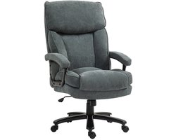 Merax XXL Ergonomische Bureaustoel voor Grote Personen – Draagvermogen 200 kg – Extra Brede en Hoge Stoel – Luxe Zachte Stoffen Bekleding – Verstelbare Zithoogte – Grijs