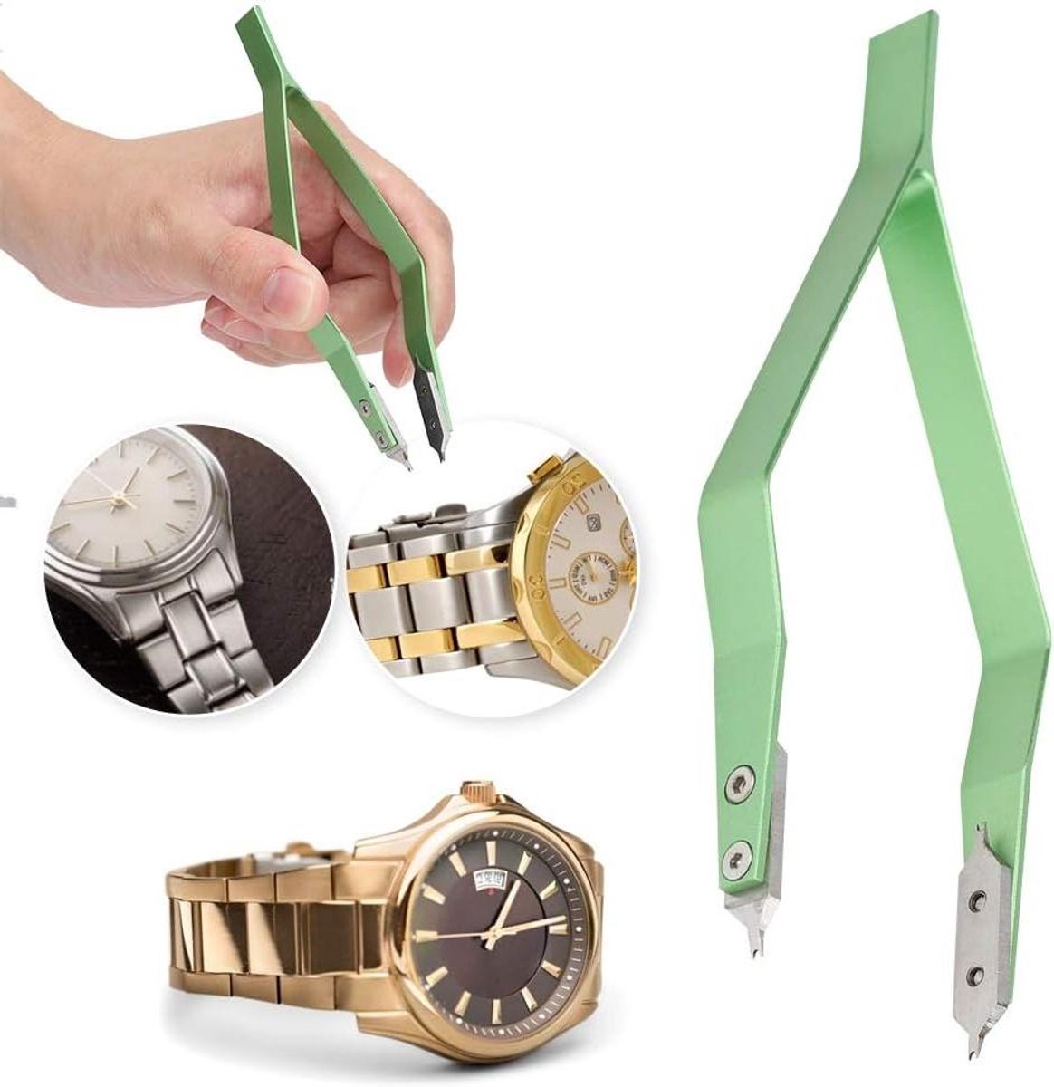 SouqOne - Horloge Repareren Accessoire Pincet - Tangen - Springbalk - Metaal - V-vormige - Lente Bar - Precisie - Reparatie - Geschikt voor Horloges - Zilveren Model.