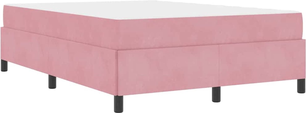 Tweepersoonsbed | Dubbelbed | Volwassenenbed | Bedframe met matras Roze en wit 140 x 200 cm Fluweel