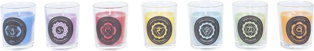 Set van 7 geurige kaarsen voor meditatie en ontspanning - 7 x 7 cm