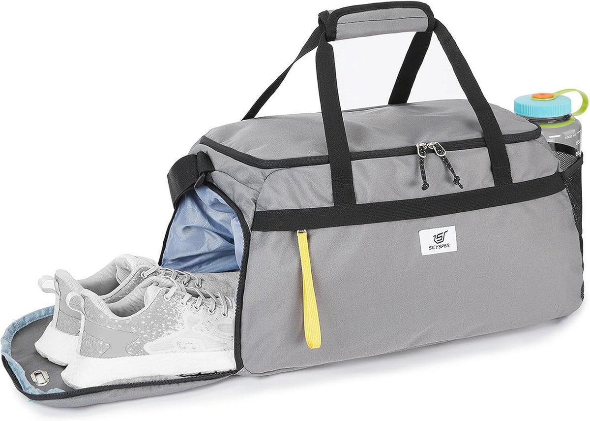 Sporttas met Schoenenvak en Nat Vak - 35L Reistas voor Training en Reizen - Grijs