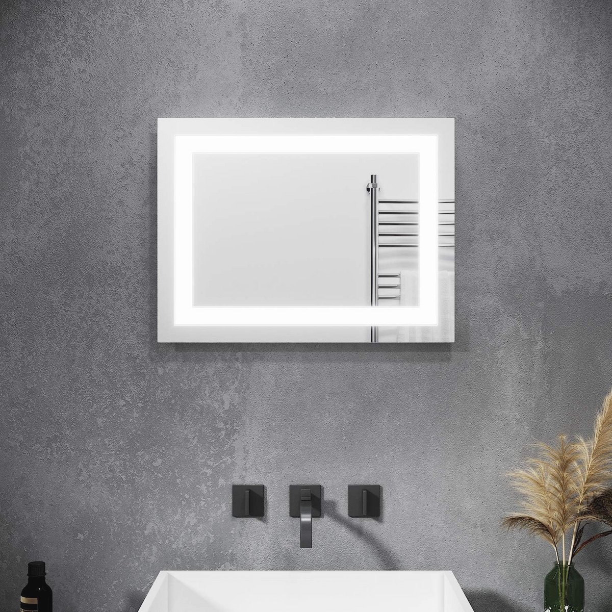 LED Badkamerspiegel 70 x 50 cm met Verlichting en Aanraakschakelaar