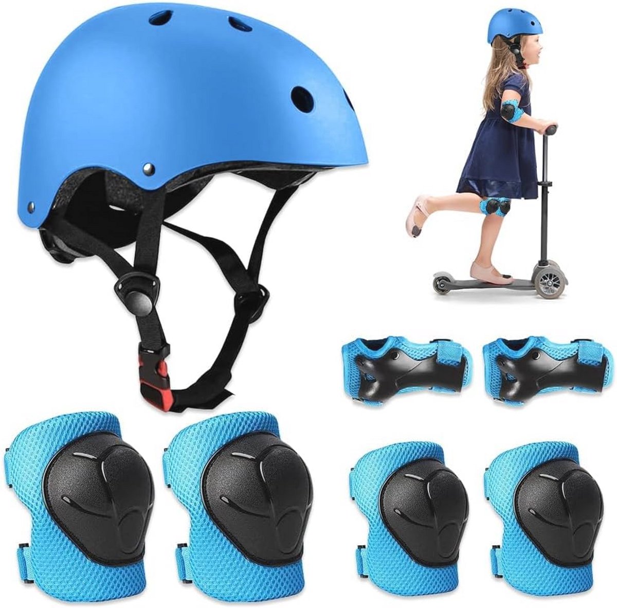 Kniebeschermers en Helm Set voor Kinderen - Complete Beschermset voor Fiets, Skateboard, en Scooter