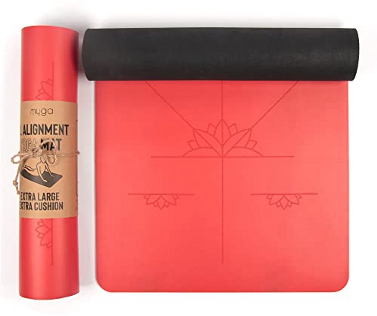 Extra Grote Antislip Yogamat met Uitlijningslijnen voor Pilates en Fitness