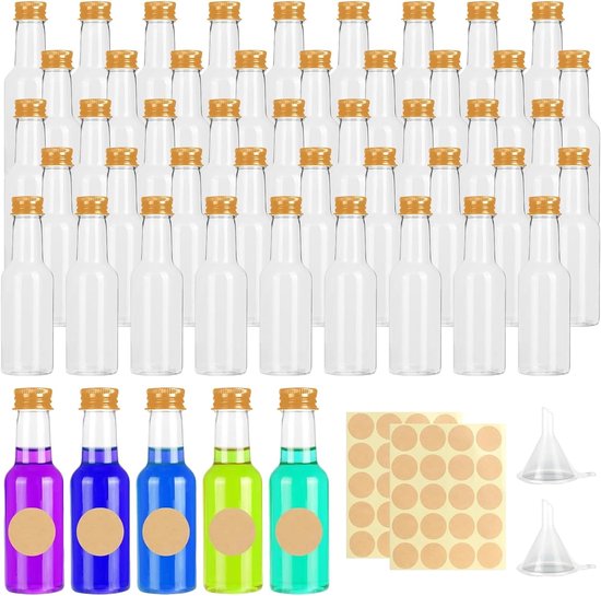 50 Pcs 50 ml Kleine Flessen voor Vullen - Plastic Flessen - Shot ...