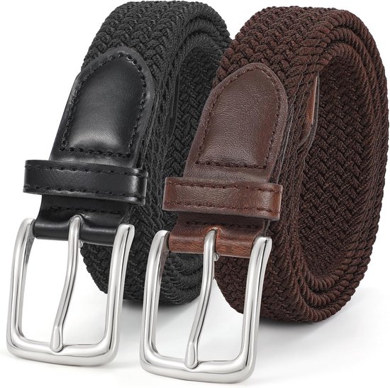 Mango Man elastische gevlochten riem donkerblauw