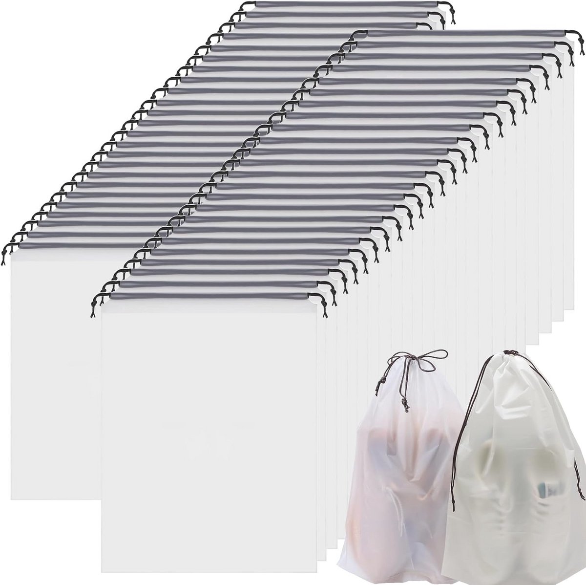 50 Pack Reisschoenentassen - Transparante Opbergers voor Schoenen en Accessoires, Waterdicht en Lichtgewicht