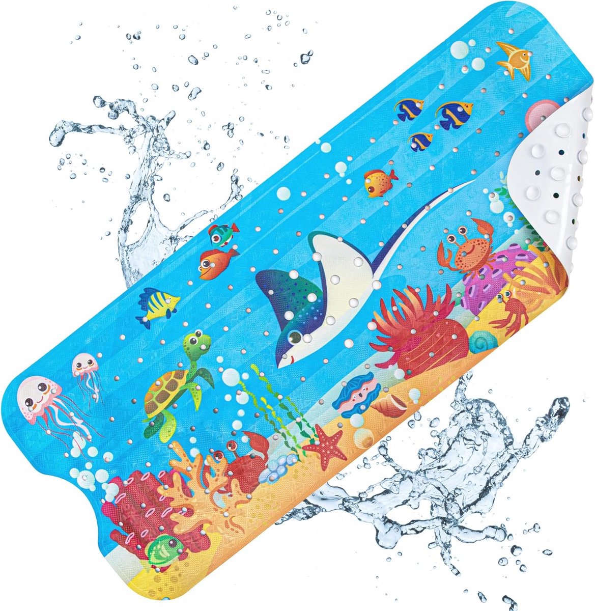 Antislip Badmat 100 x 40 cm - BPA-vrij PVC Douchemat met Zuignappen - Machinewasbaar