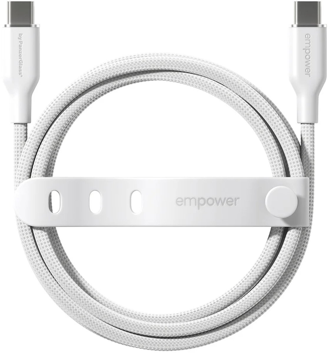 Empower by PanzerGlass Racing USB-C naar USB-C Oplaadkabel - 60W - 2 meter - Silver White